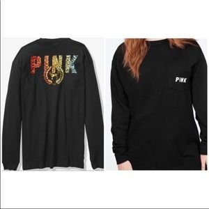 Pink Victoria Secret NWT Long Sleeve 🌈 Bling Tee